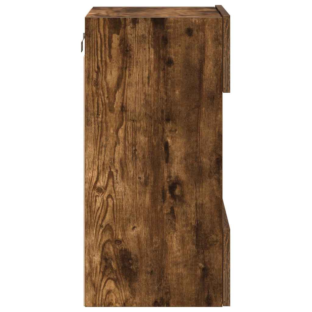 Comode de perete cu lumini LED pentru TV, 2 buc. stejar fumuriu, 40x30x60,5cm GartenMobel Dekor