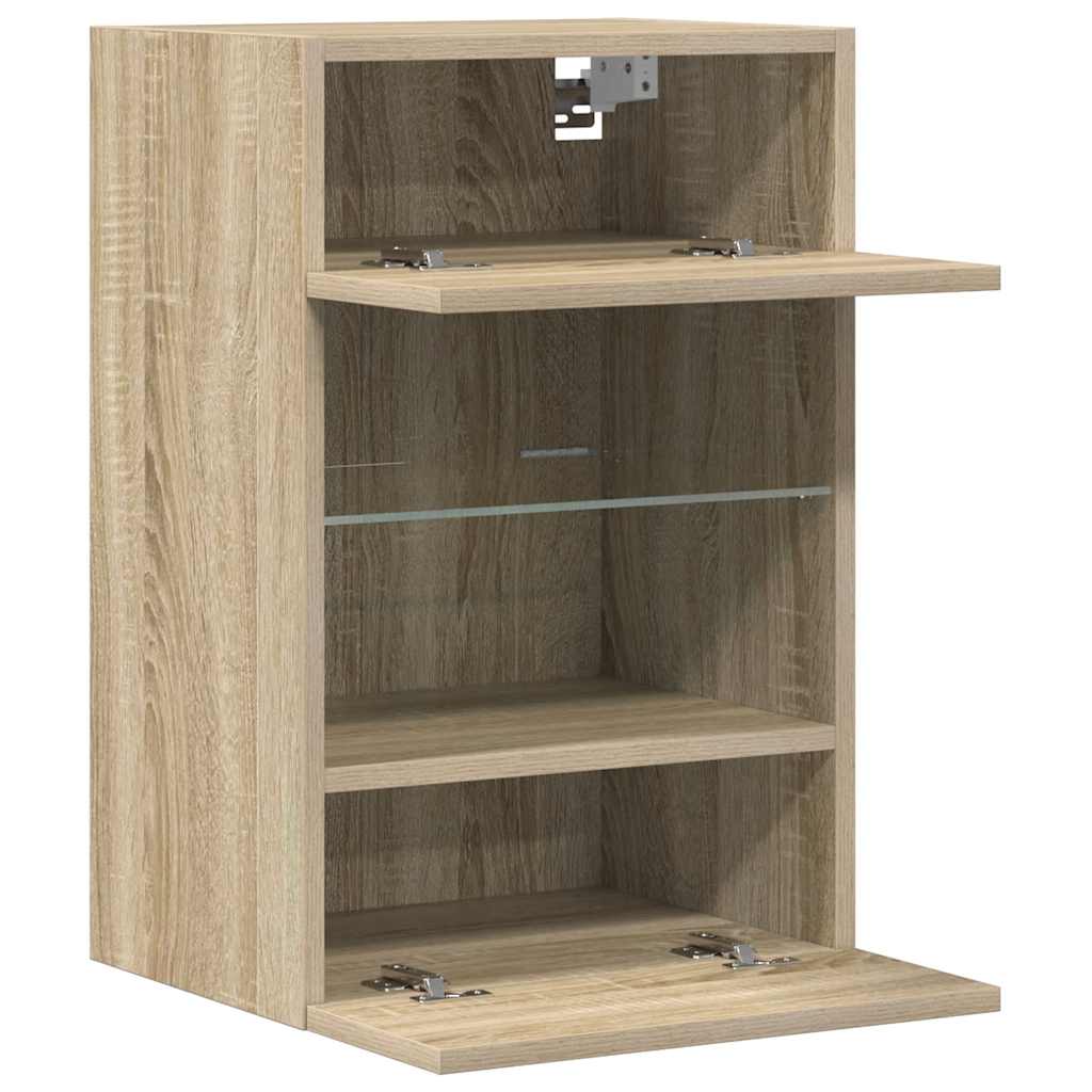 Comode de perete cu lumini LED pentru TV, 2 buc. stejar sonoma, 40x30x60,5 cm GartenMobel Dekor