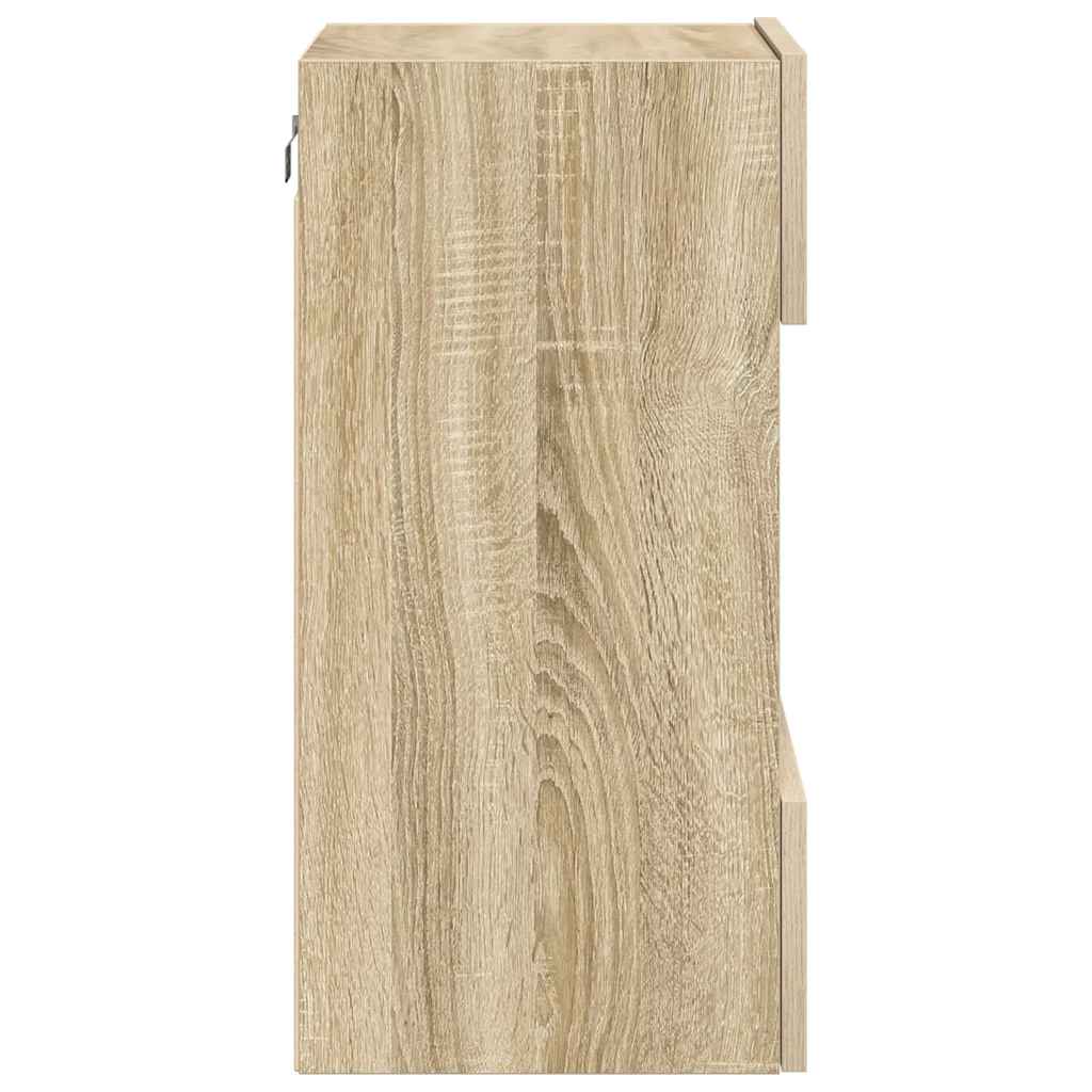 Comode de perete cu lumini LED pentru TV, 2 buc. stejar sonoma, 40x30x60,5 cm GartenMobel Dekor