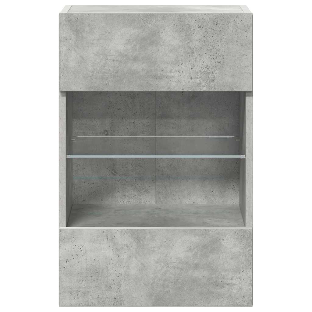 Comode de perete cu lumini LED pentru TV 2 buc. gri beton 40x30x60,5cm GartenMobel Dekor