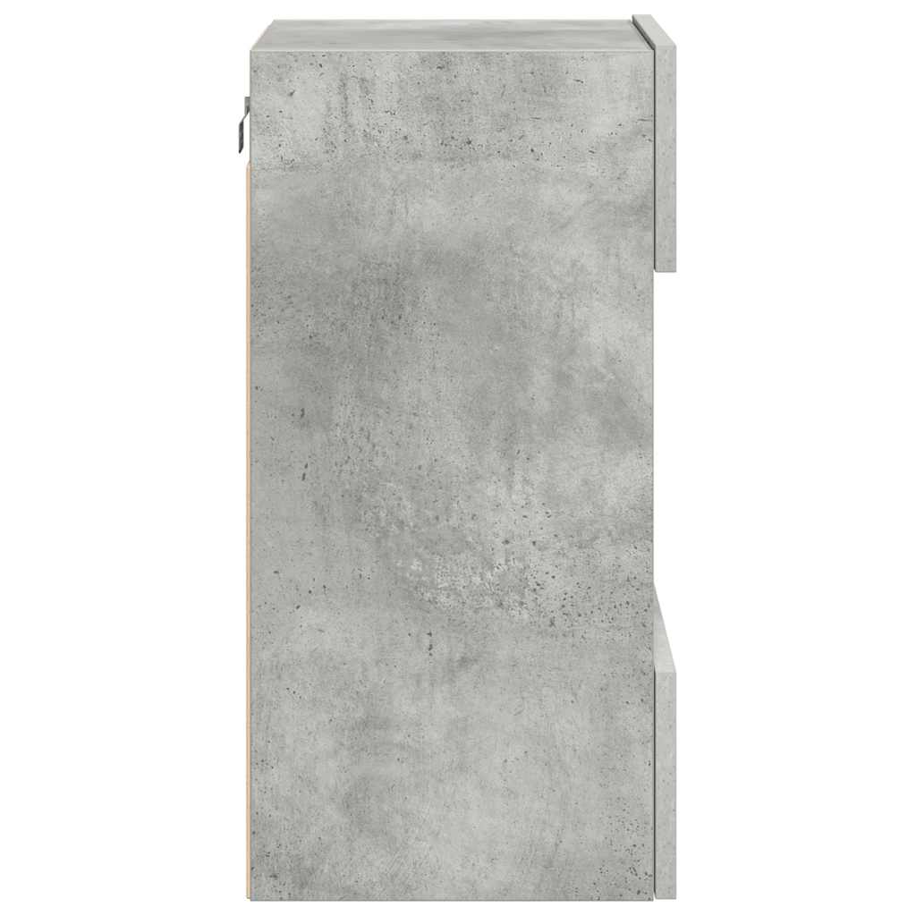 Comode de perete cu lumini LED pentru TV 2 buc. gri beton 40x30x60,5cm GartenMobel Dekor