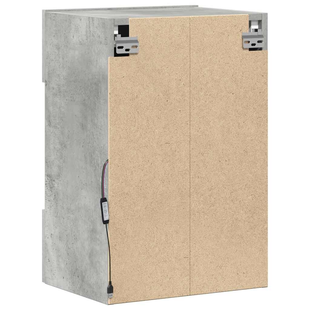 Comode de perete cu lumini LED pentru TV 2 buc. gri beton 40x30x60,5cm GartenMobel Dekor
