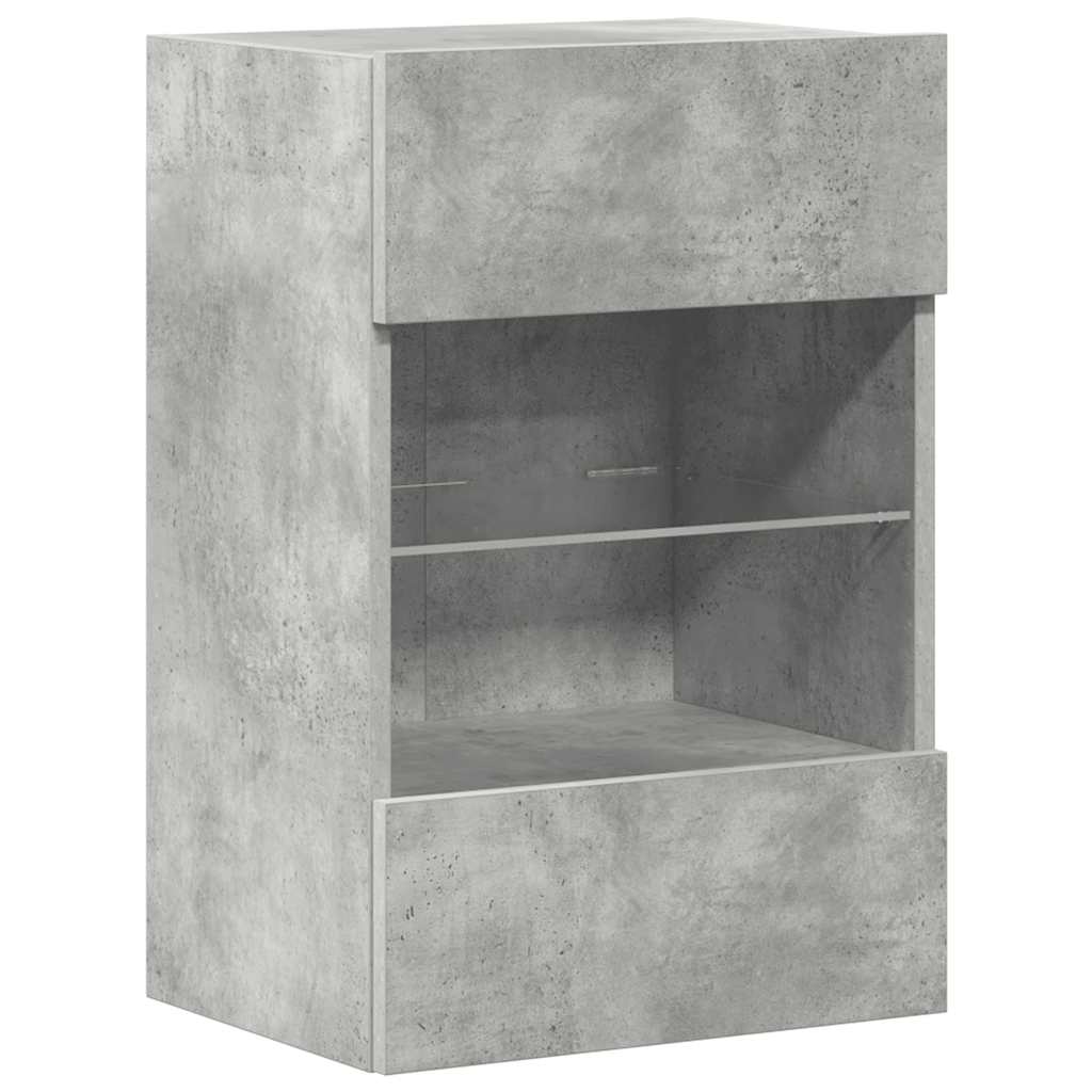 Comode de perete cu lumini LED pentru TV 2 buc. gri beton 40x30x60,5cm GartenMobel Dekor