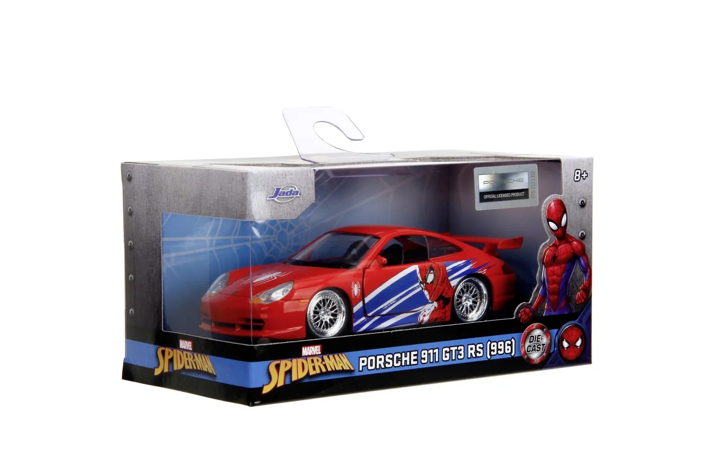 JADA MARVEL MASINUTA METALICA SPIDER MAN PORSCHE 911 GT3 RS SCARA 1 LA 32 SuperHeroes ToysZone