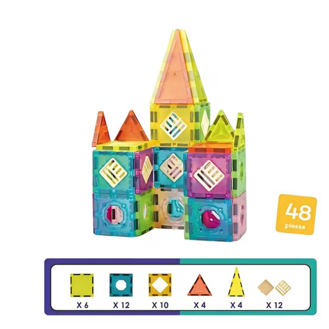 Set de constructie magnetic - 48 piese (5.5 cm) PlayLearn Toys