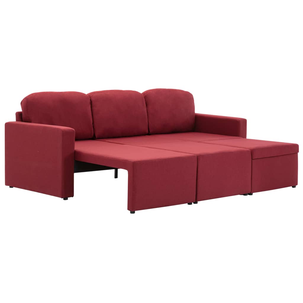 Canapea modulară extensibilă cu 3 locuri, roșu vin, textil GartenMobel Dekor