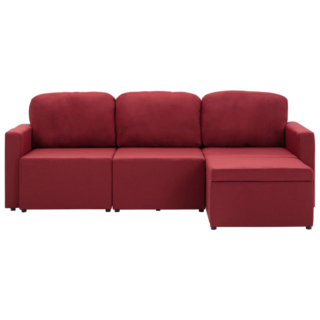 Canapea modulară extensibilă cu 3 locuri, roșu vin, textil GartenMobel Dekor