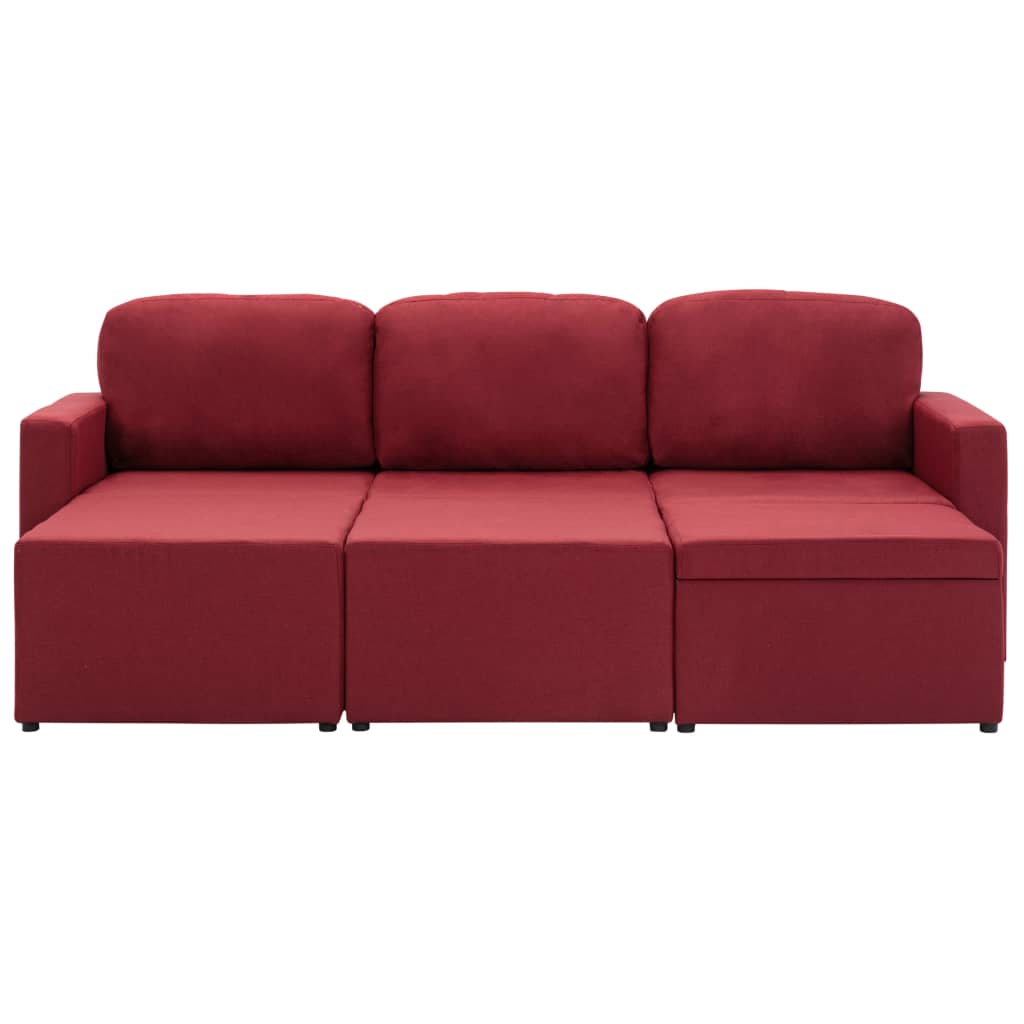Canapea modulară extensibilă cu 3 locuri, roșu vin, textil GartenMobel Dekor