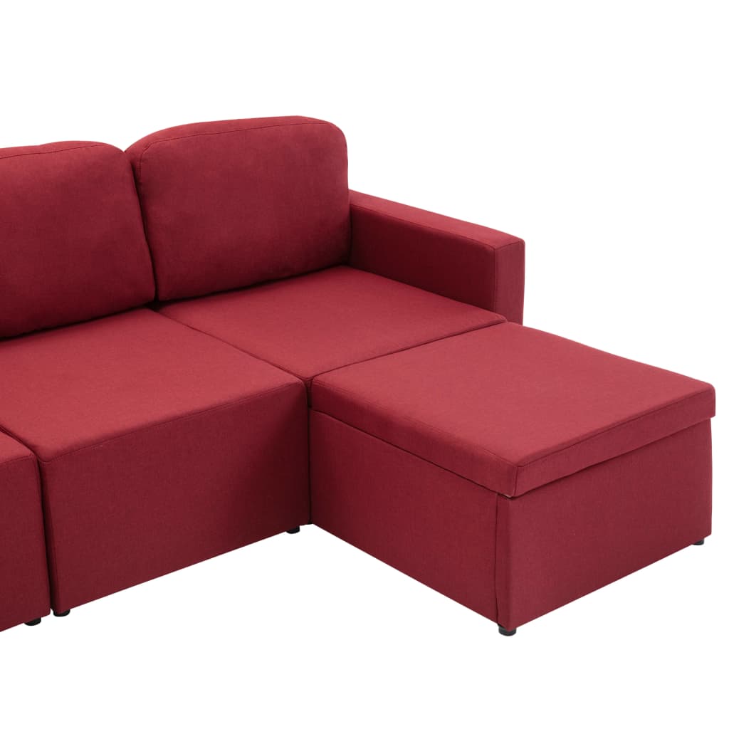 Canapea modulară extensibilă cu 3 locuri, roșu vin, textil GartenMobel Dekor