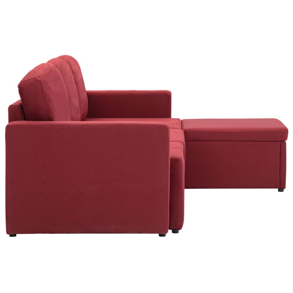 Canapea modulară extensibilă cu 3 locuri, roșu vin, textil GartenMobel Dekor