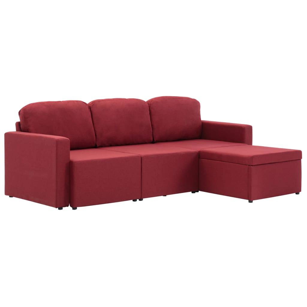 Canapea modulară extensibilă cu 3 locuri, roșu vin, textil GartenMobel Dekor