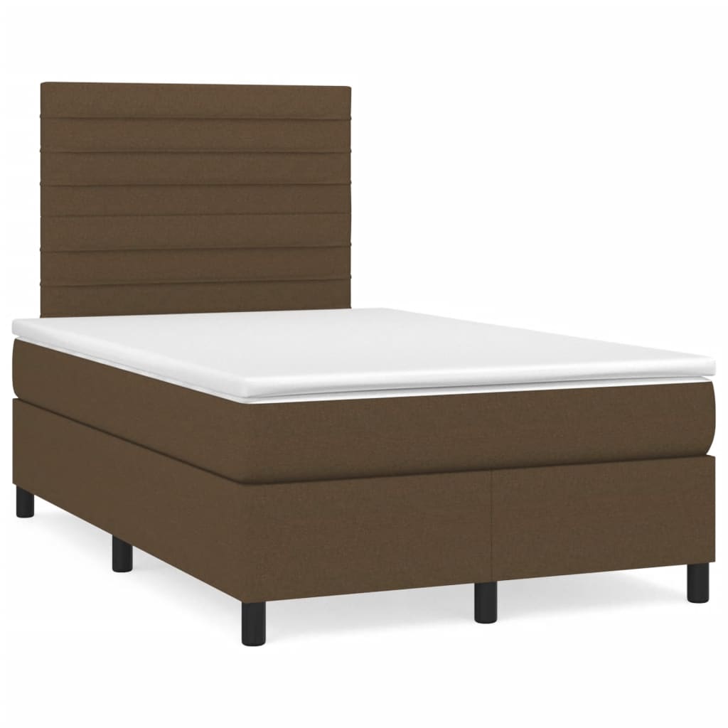 Pat box spring cu saltea, maro închis, 120x190 cm, textil GartenMobel Dekor