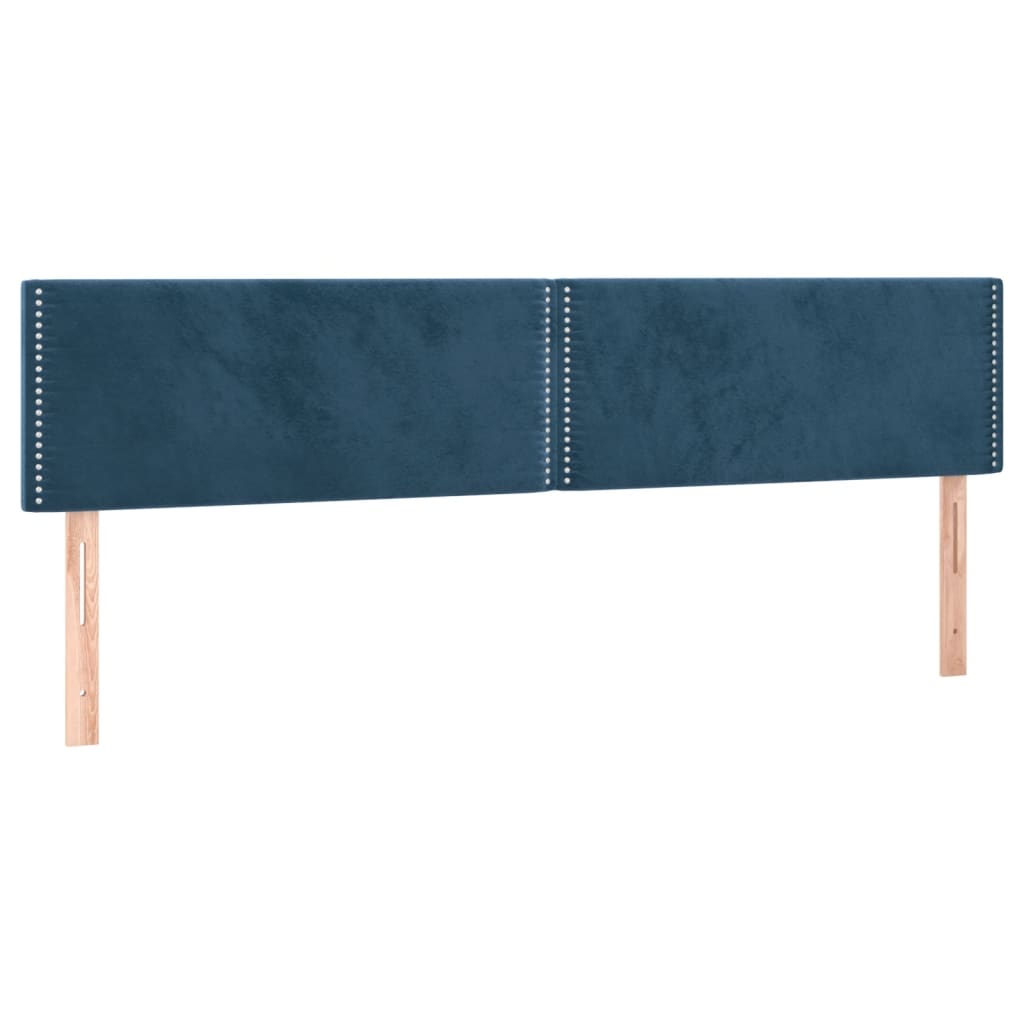 Pat box spring cu saltea/LED albastru închis 120x190cm catifea GartenMobel Dekor
