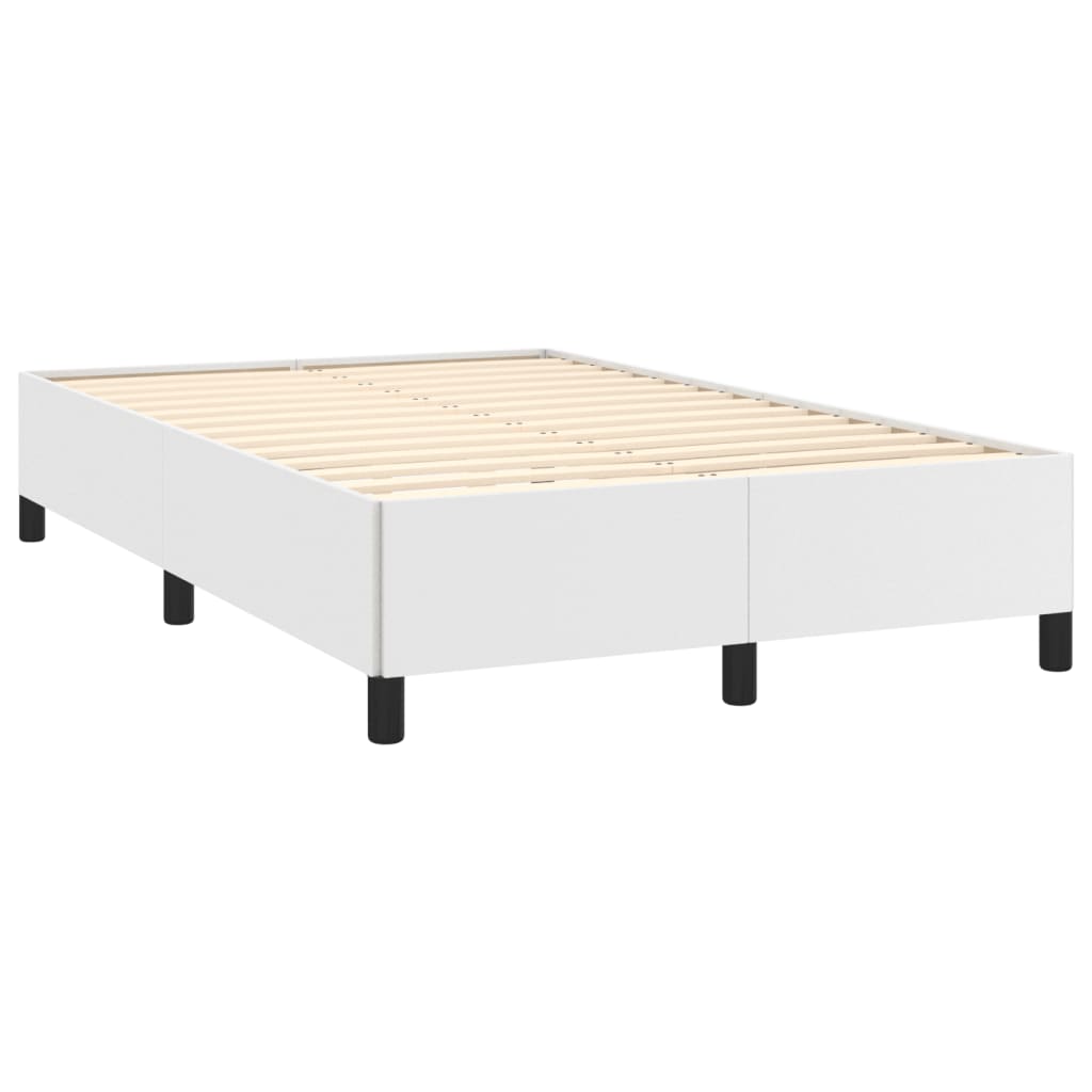 Pat box spring cu saltea și LED, alb, 120x190 cm, piele eco GartenMobel Dekor