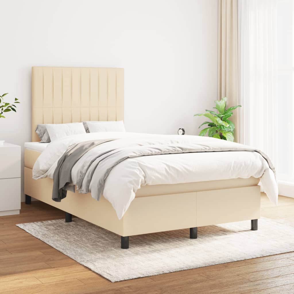 Pat continental cu saltea, crem, 120x190 cm, textil GartenMobel Dekor