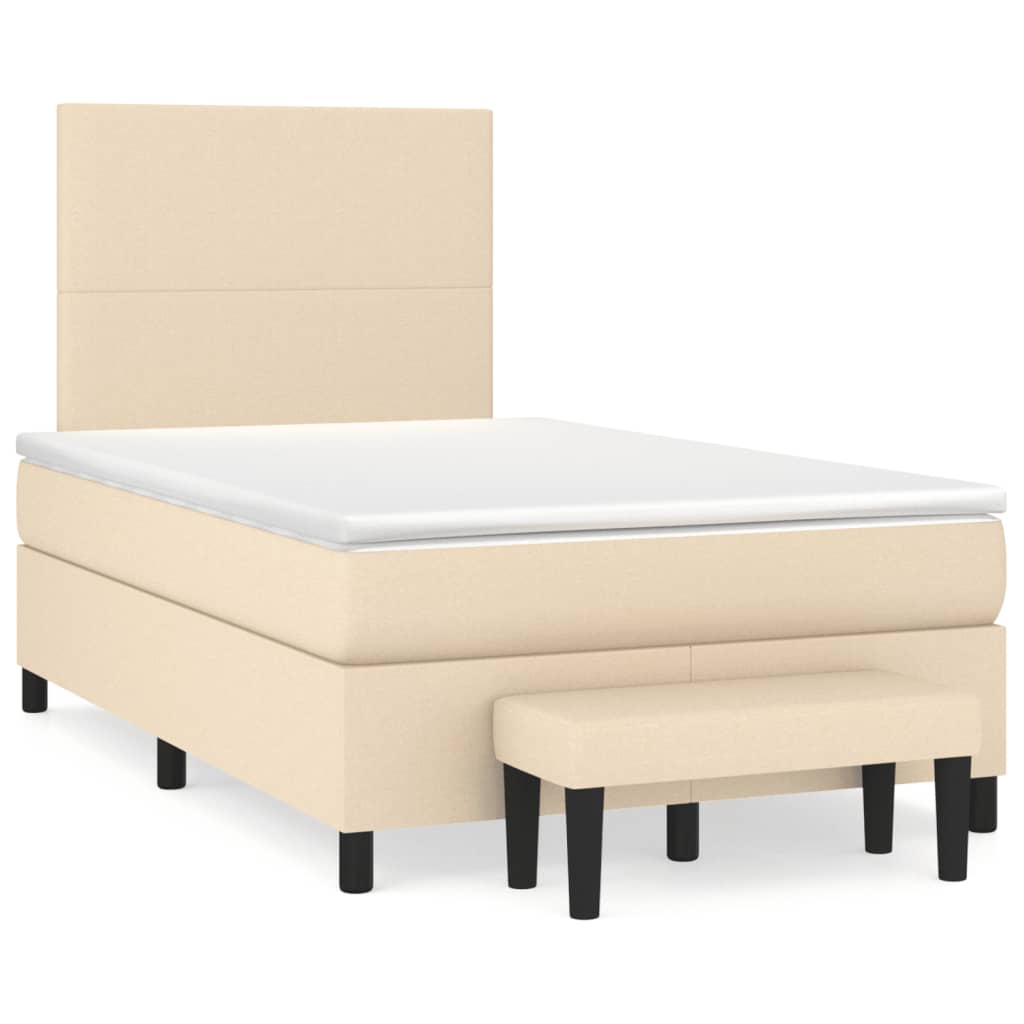 Pat continental cu saltea, crem, 120x190 cm, textil GartenMobel Dekor