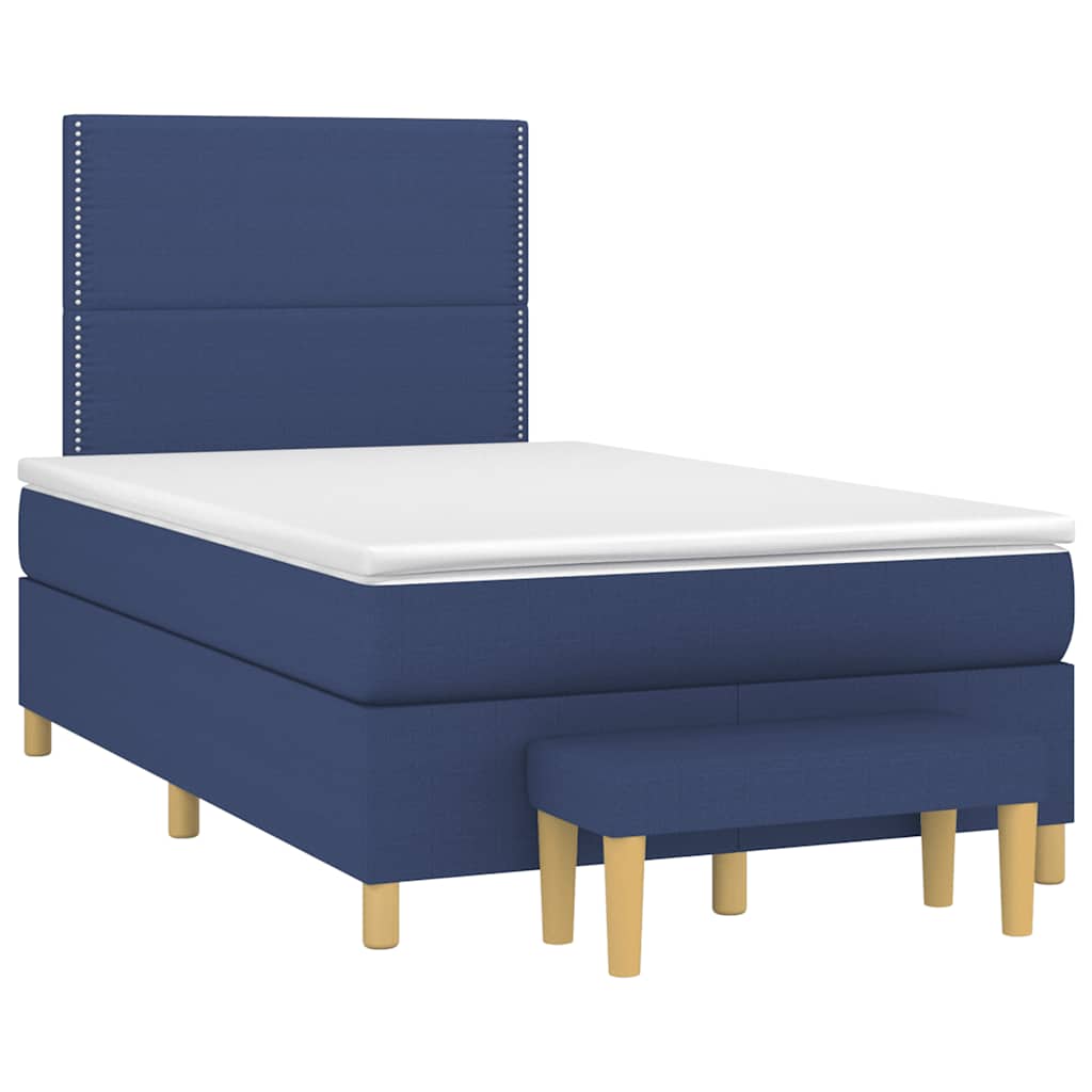 Pat box spring cu saltea, albastru, 120x190 cm, material textil GartenMobel Dekor
