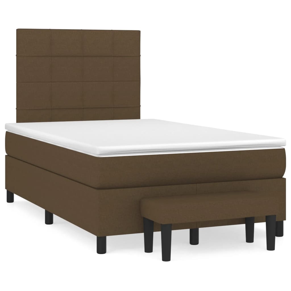 Pat box spring cu saltea, maro închis, 120x190 cm, textil GartenMobel Dekor