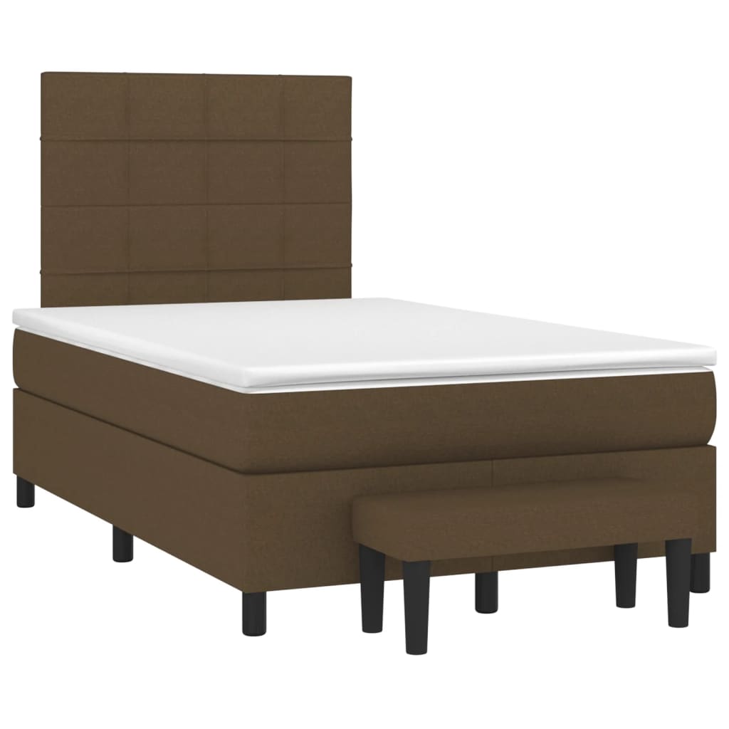 Pat box spring cu saltea, maro închis, 120x190 cm, textil GartenMobel Dekor