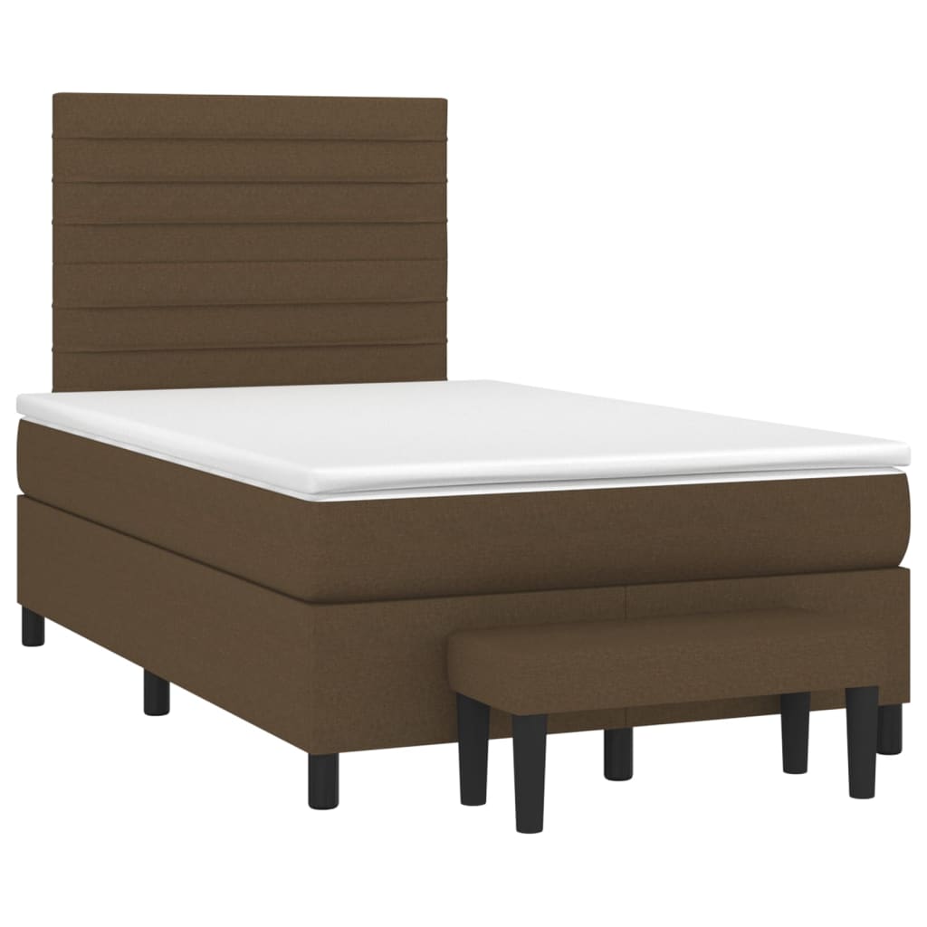 Pat box spring cu saltea, maro închis, 120x190 cm, textil GartenMobel Dekor