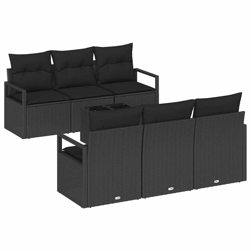 Set de canapele pentru grădină 7 pcs Negru 55 x 55 x 37 cm GartenMobel Dekor