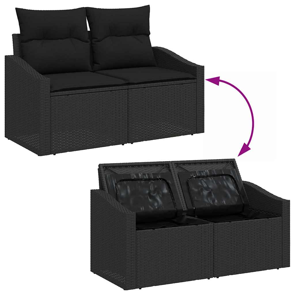 Set de canapele pentru grădină 7 pcs Negru GartenMobel Dekor