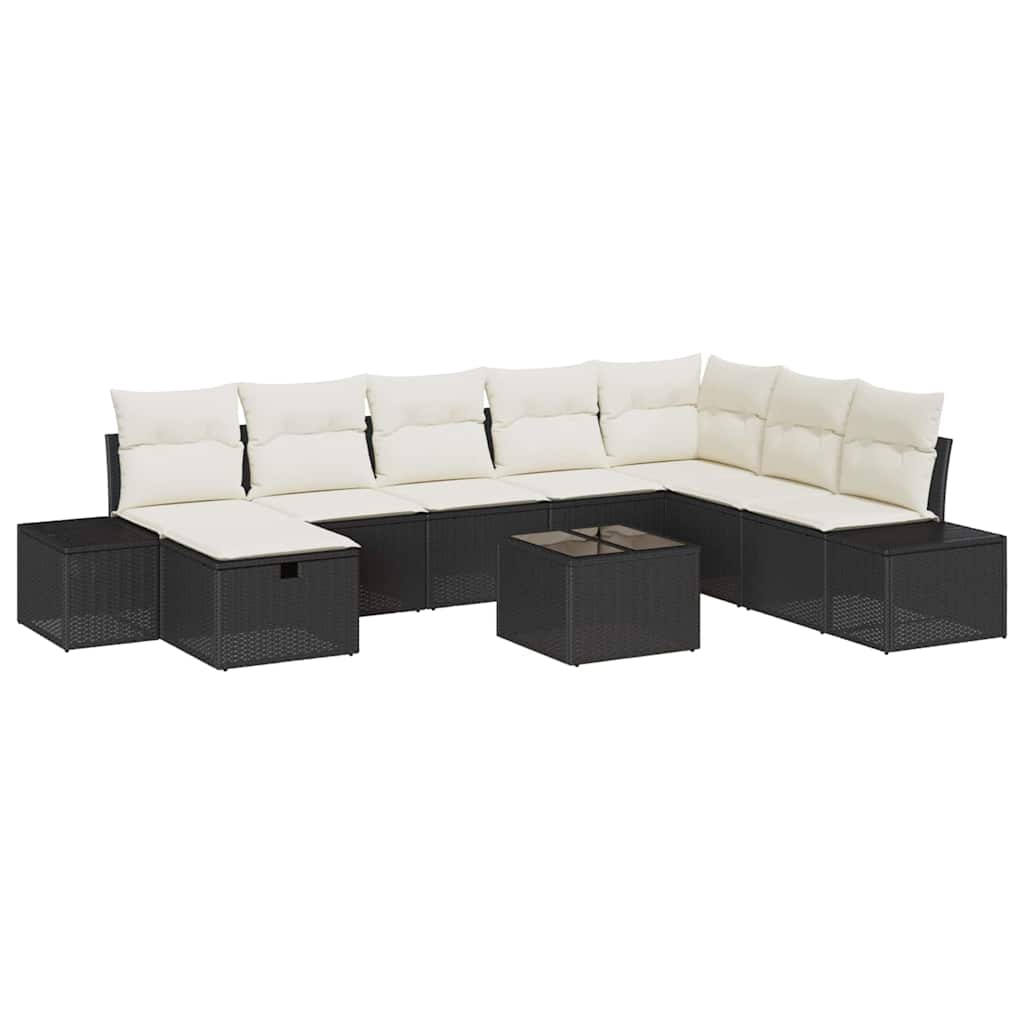 Set de canapele pentru grădină 9 pcs Negru 55 x 62 x 69 cm GartenMobel Dekor