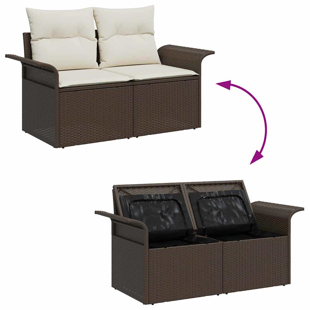 Set de canapele pentru grădină cu pernă 4 pcs Maro Rattan poli GartenMobel Dekor