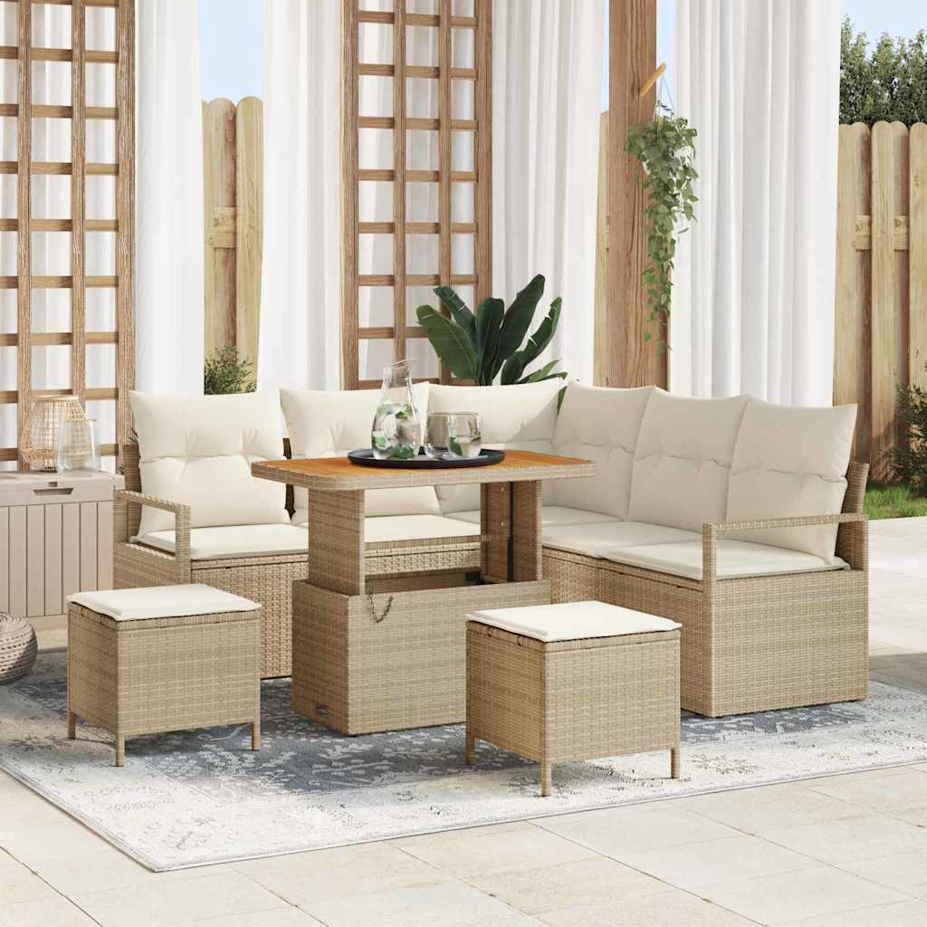 Set de canapele pentru grădină cu pernă 8 pcs Bej Rattan poli GartenMobel Dekor