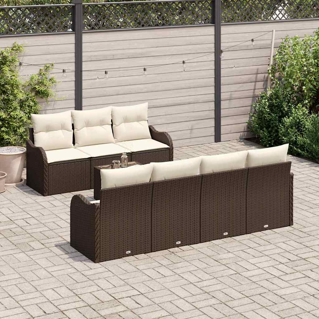 Set de canapele pentru grădină cu pernă 8 pcs Maro și Crem GartenMobel Dekor