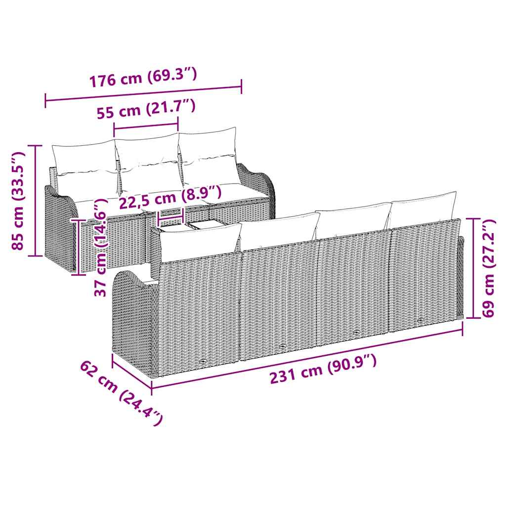 Set de canapele pentru grădină cu pernă 8 pcs Maro și Crem GartenMobel Dekor