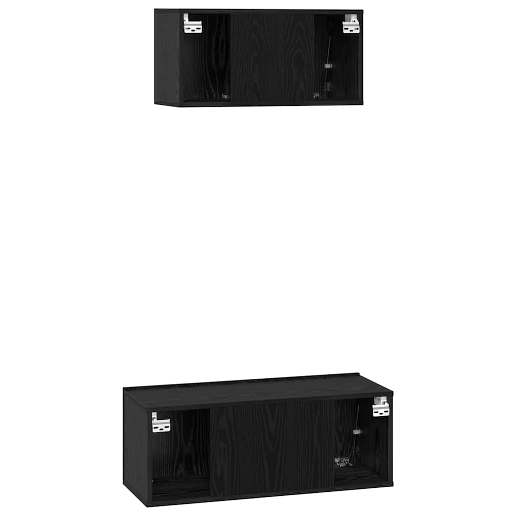 Set comodă TV 2 pcs Stejar negru 80 x 30 x 30 cm Lemn compozit GartenMobel Dekor