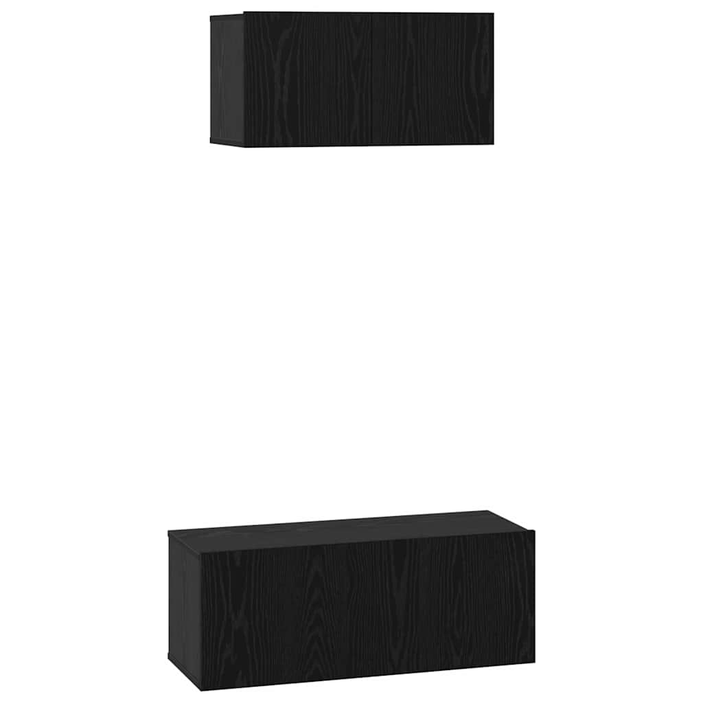 Set comodă TV 2 pcs Stejar negru 80 x 30 x 30 cm Lemn compozit GartenMobel Dekor
