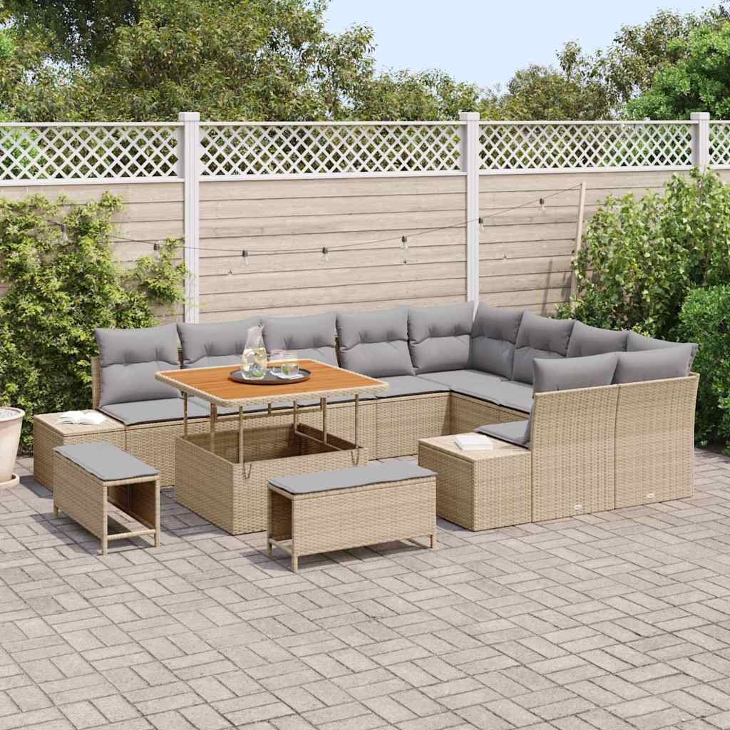 Set de canapele pentru grădină 12 pcs Beige și gri deschis GartenMobel Dekor