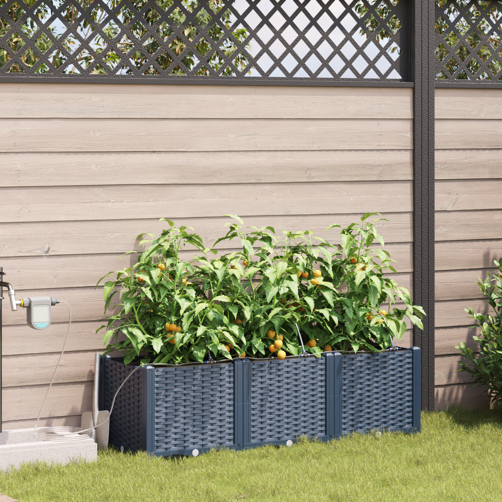 Ghivece pentru grădină Gri 120 x 40 x 37.5 cm Oțel GartenMobel Dekor