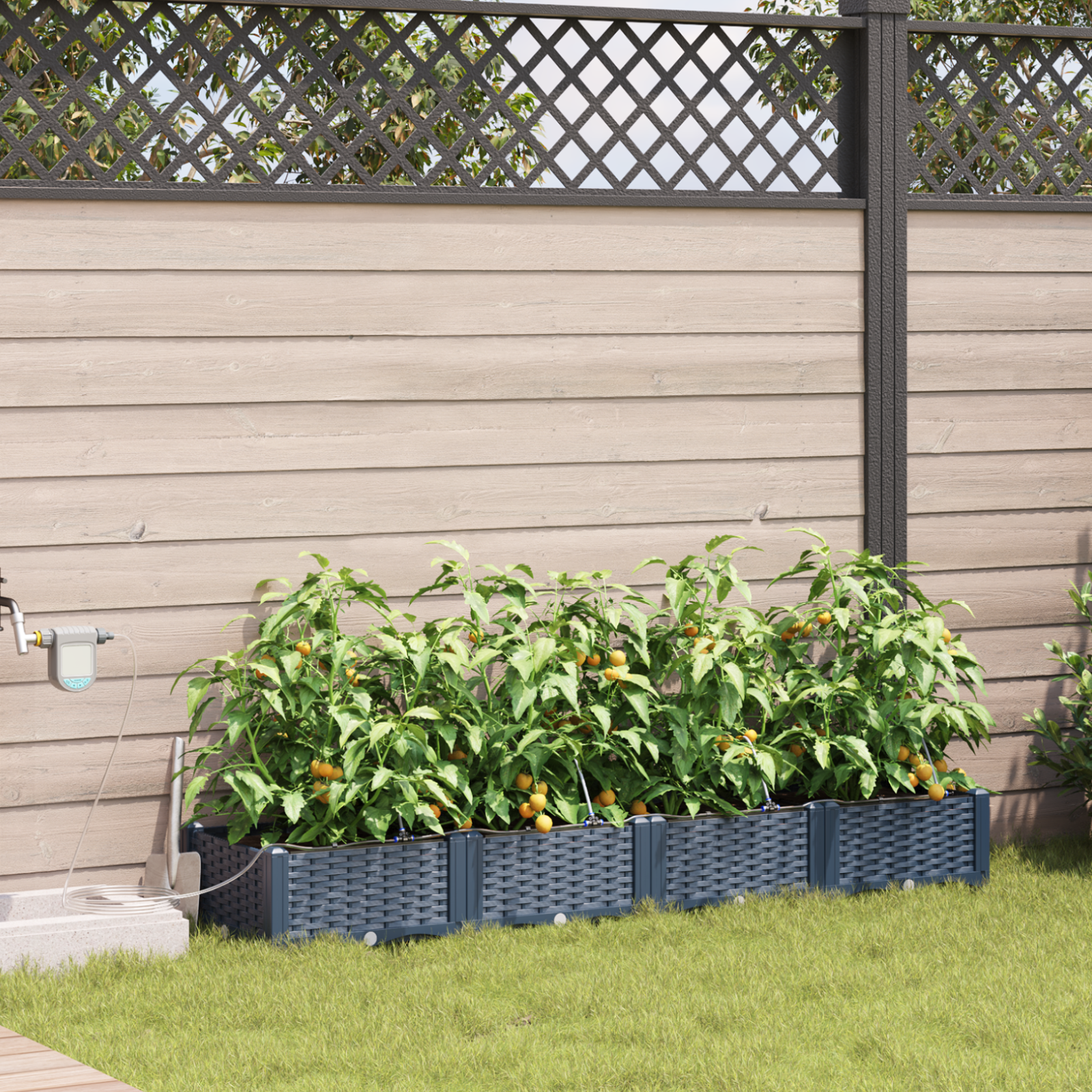 Ghivece pentru grădină Gri 160 x 40 x 22 cm Oțel GartenMobel Dekor