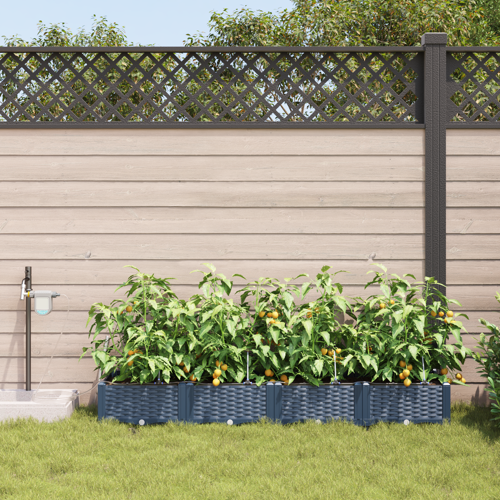 Ghivece pentru grădină Gri 160 x 40 x 22 cm Oțel GartenMobel Dekor