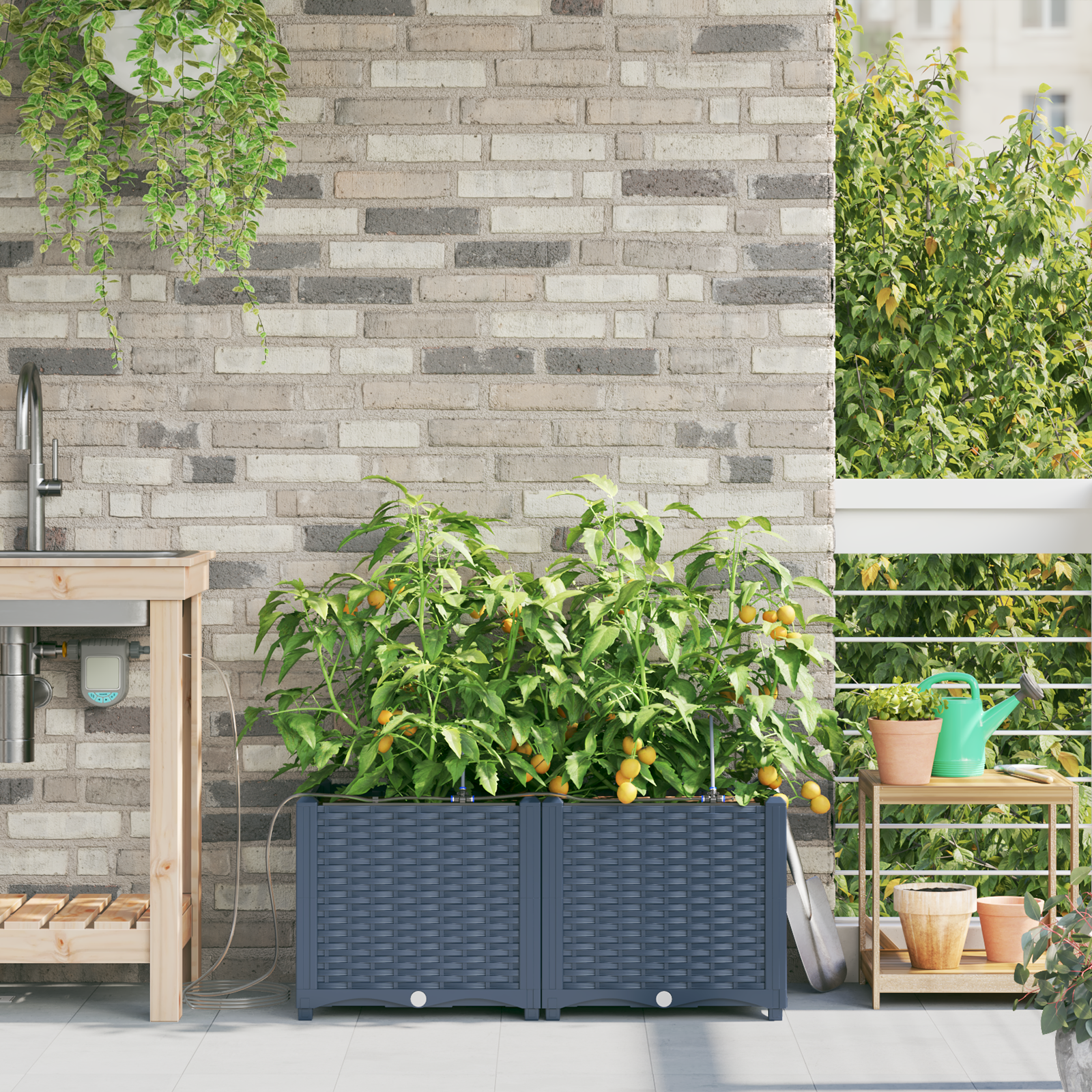 Ghivece pentru grădină Gri 80 x 40 x 37.5 cm Oțel GartenMobel Dekor