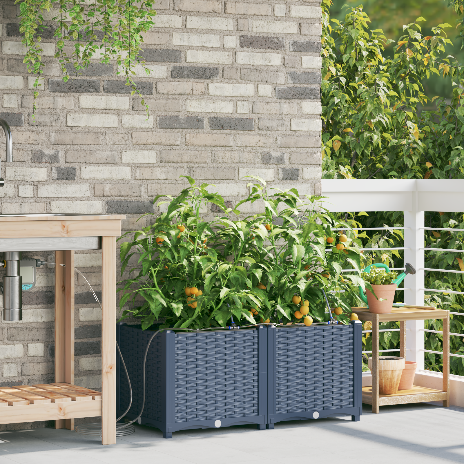 Ghivece pentru grădină Gri 80 x 40 x 37.5 cm Oțel GartenMobel Dekor