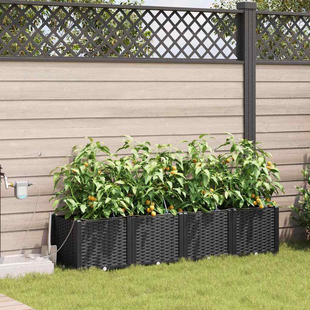 Ghivece pentru grădină Negru 160 x 40 x 37.5 cm Oțel GartenMobel Dekor