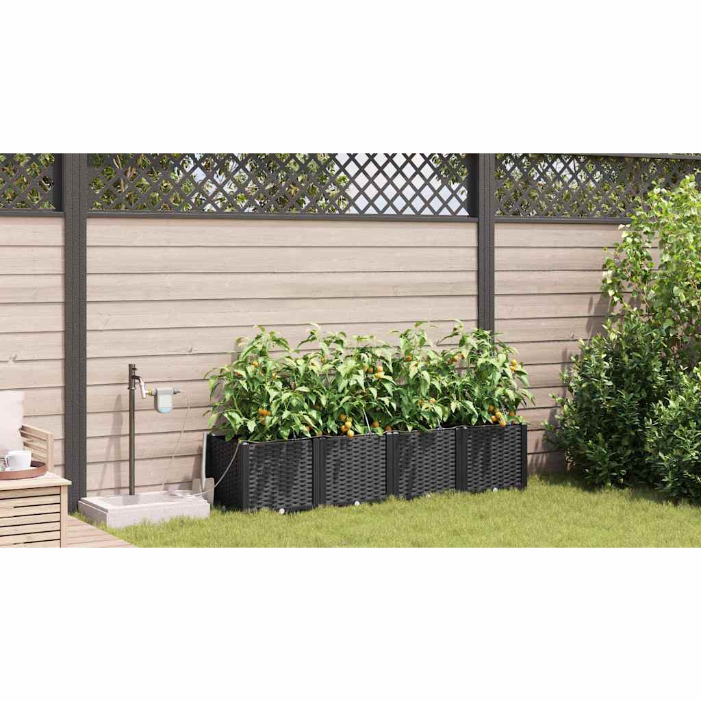 Ghivece pentru grădină Negru 160 x 40 x 37.5 cm Oțel GartenMobel Dekor