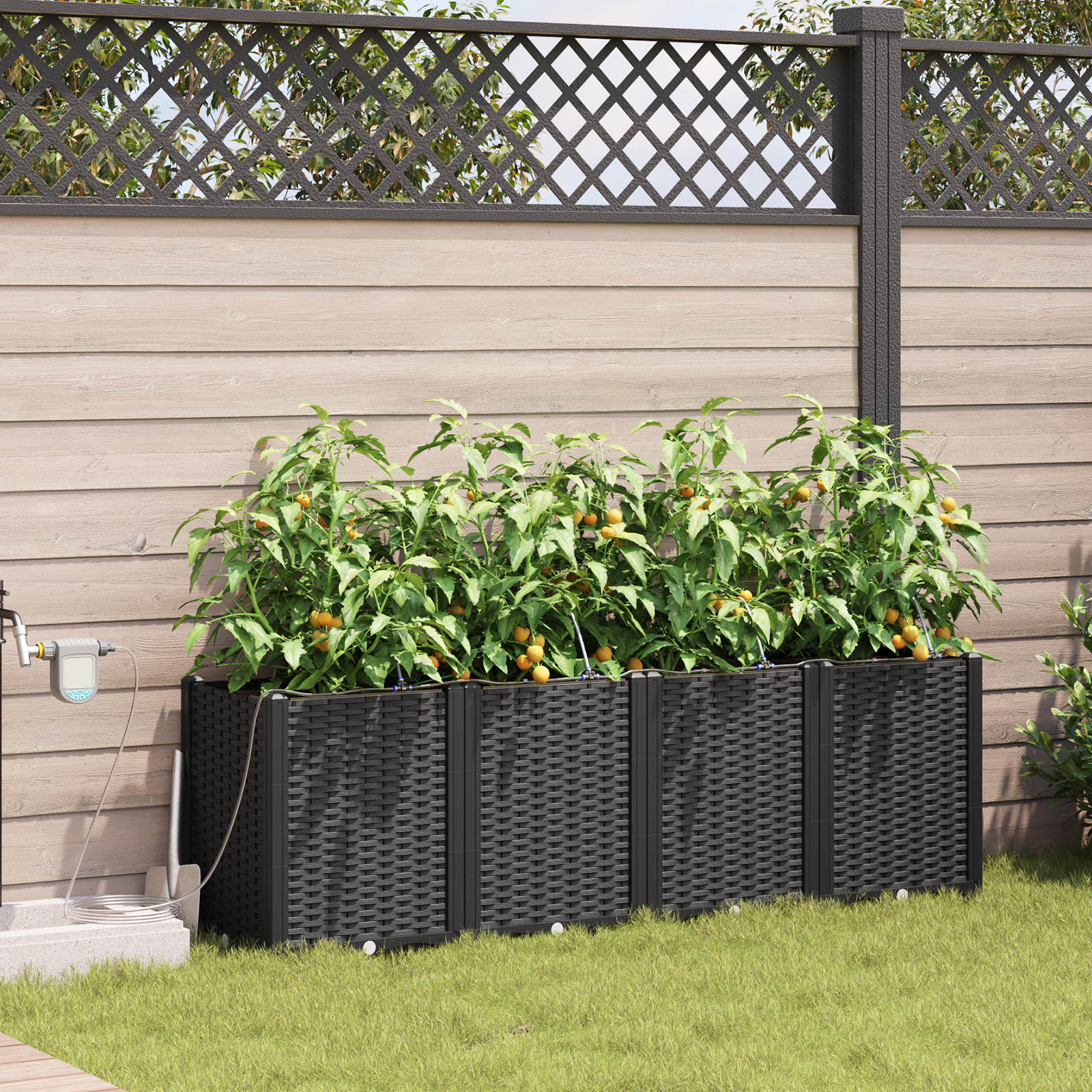 Ghivece pentru grădină Negru 160 x 40 x 52 cm Oțel GartenMobel Dekor