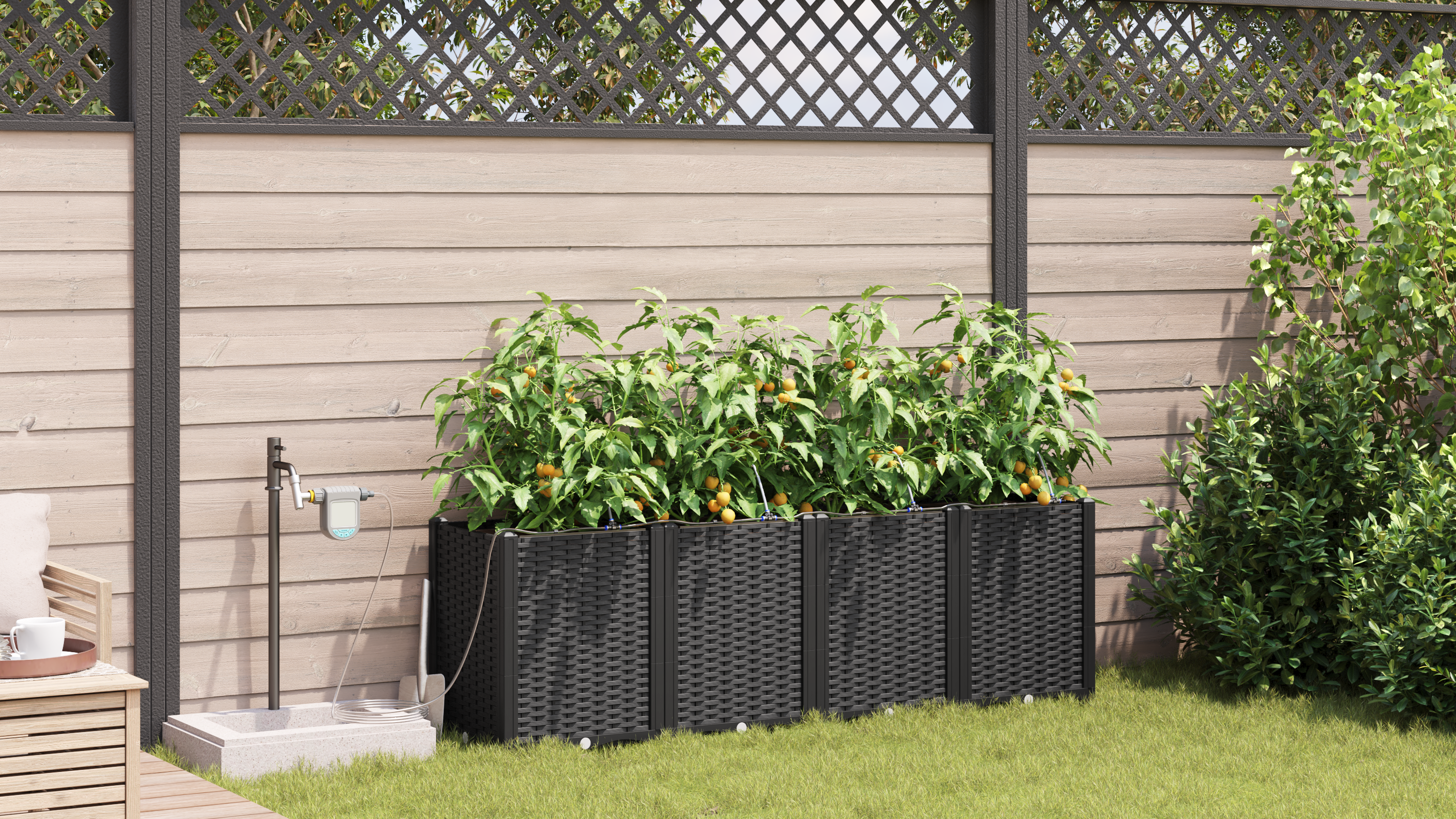 Ghivece pentru grădină Negru 160 x 40 x 52 cm Oțel GartenMobel Dekor