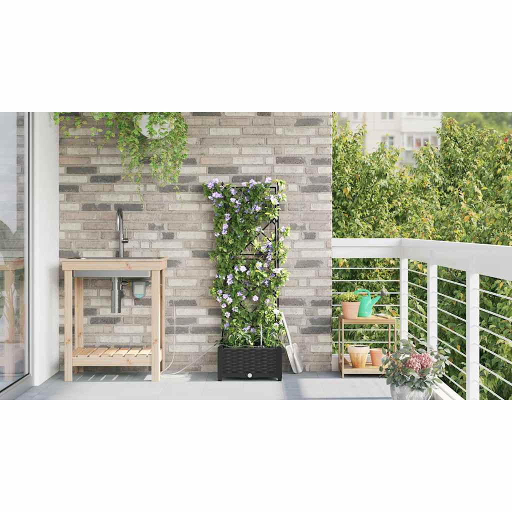 Ghivece pentru grădină Negru 40 x 40 x 126 cm Oțel GartenMobel Dekor