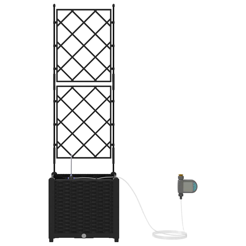Ghivece pentru grădină Negru 40 x 40 x 142 cm Oțel GartenMobel Dekor