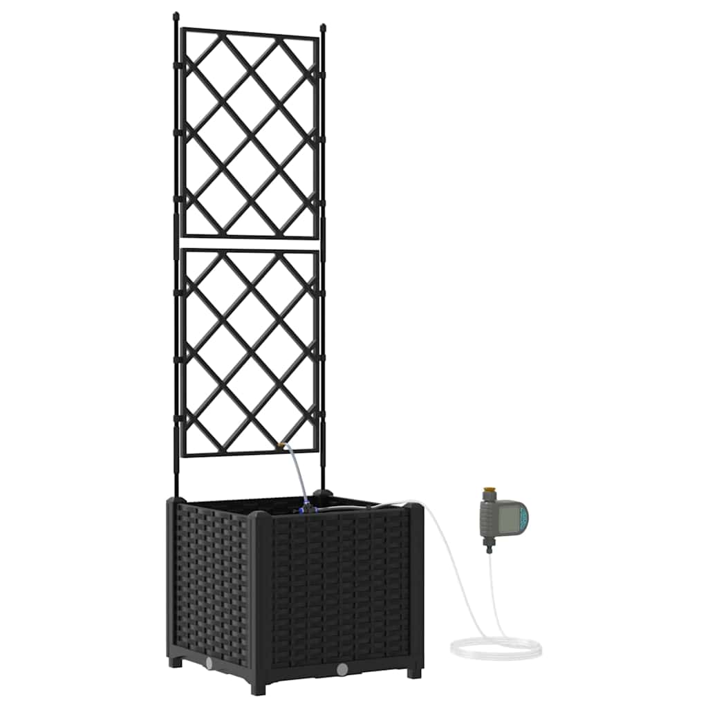 Ghivece pentru grădină Negru 40 x 40 x 142 cm Oțel GartenMobel Dekor