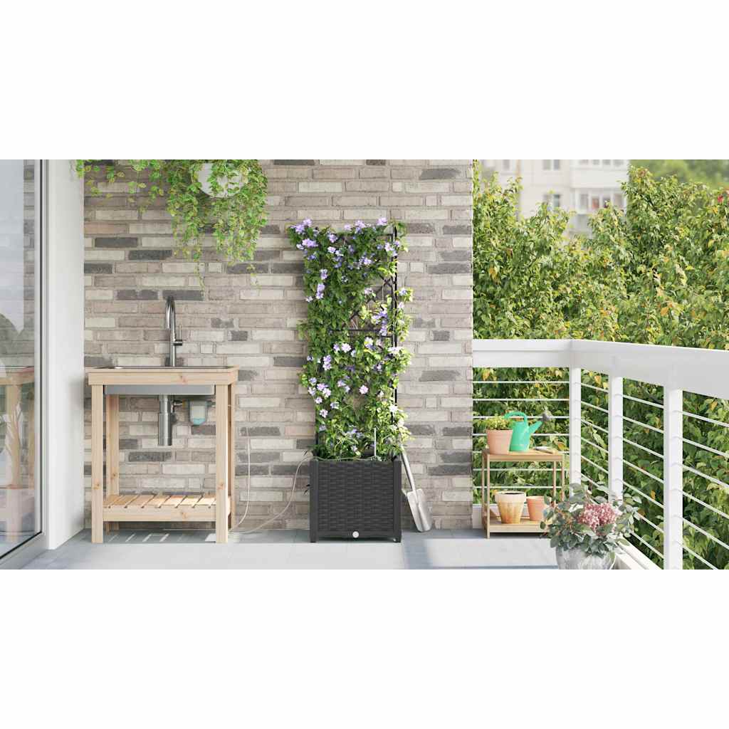 Ghivece pentru grădină Negru 40 x 40 x 142 cm Oțel GartenMobel Dekor