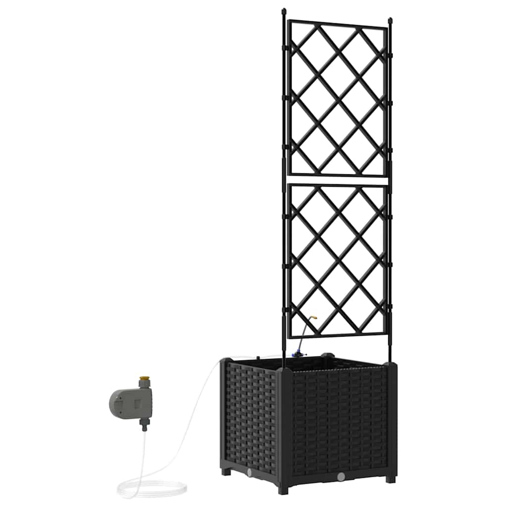 Ghivece pentru grădină Negru 40 x 40 x 142 cm Oțel GartenMobel Dekor