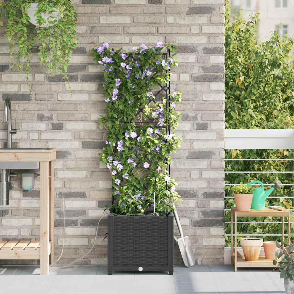 Ghivece pentru grădină Negru 40 x 40 x 142 cm Oțel GartenMobel Dekor