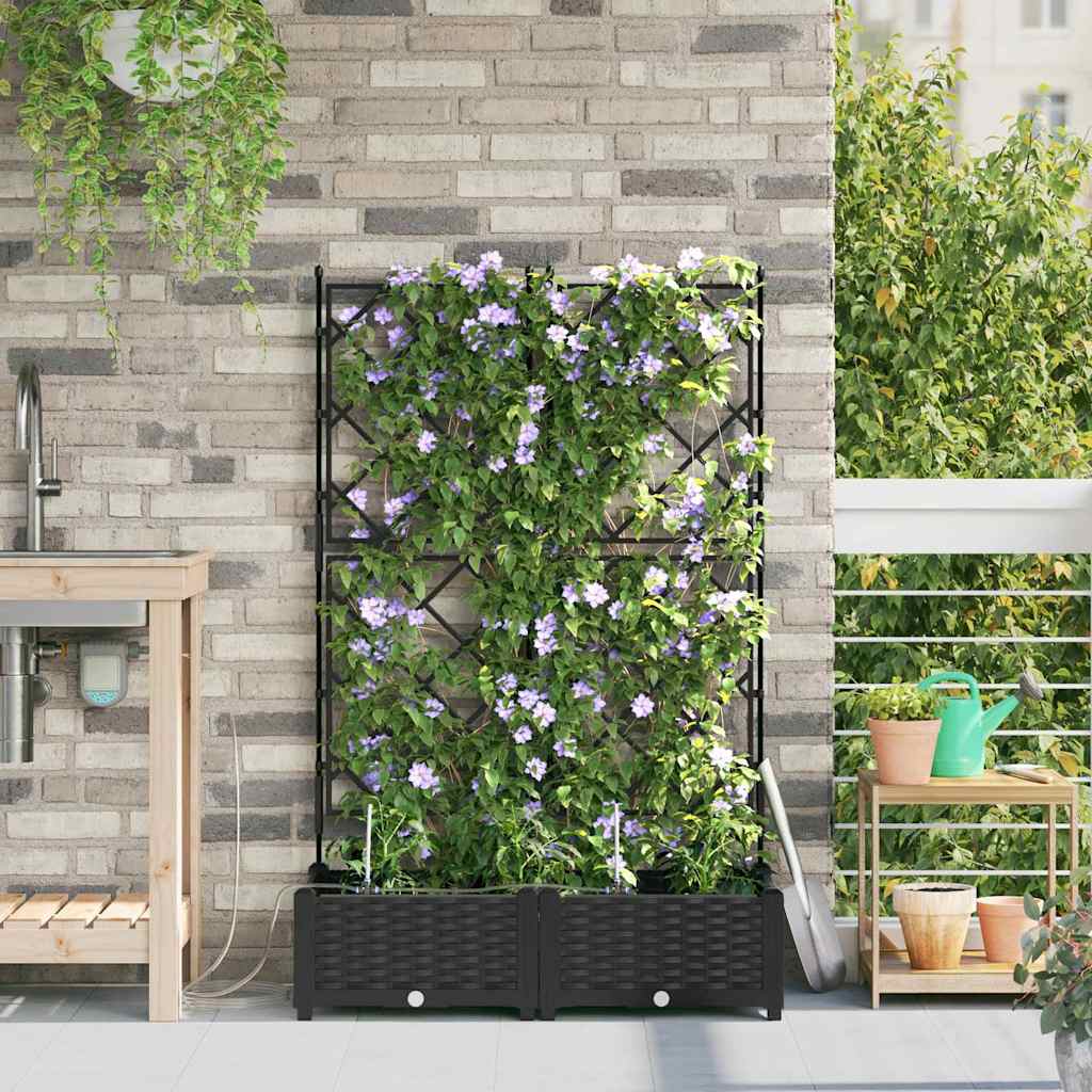 Ghivece pentru grădină Negru 80 x 40 x 126 cm Oțel GartenMobel Dekor